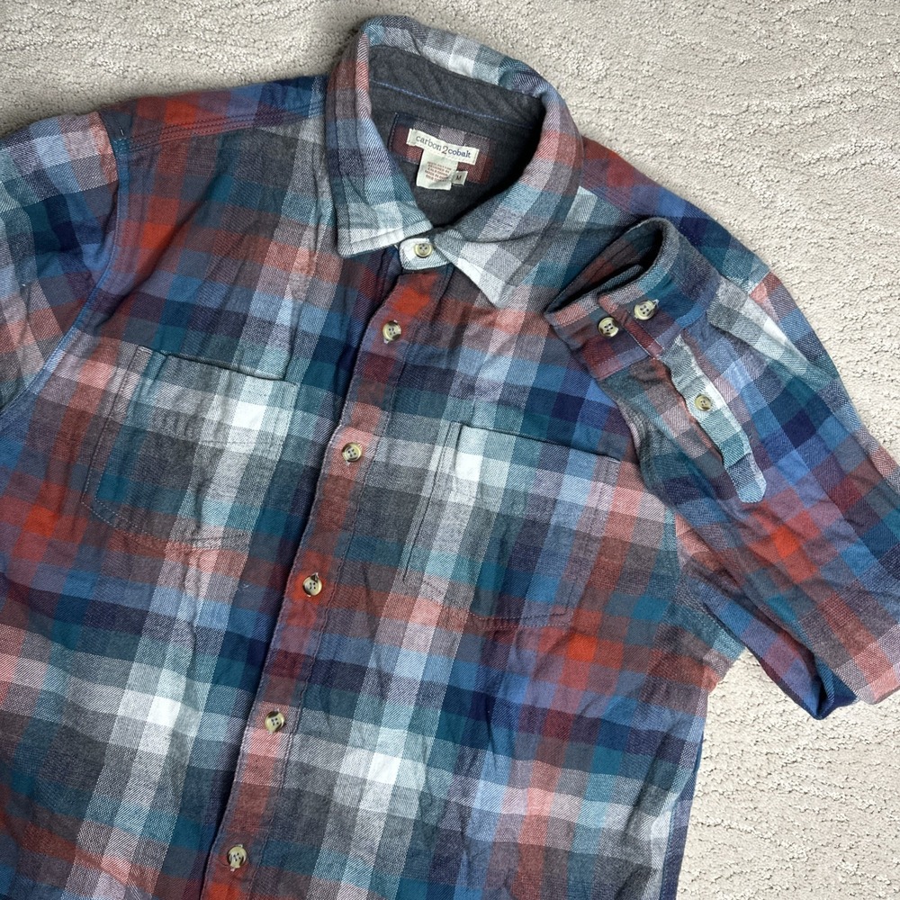 Men's Carbon 2 Cobalt Medium Flannel‎ Plaid Lined Heavy Shacket